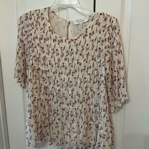 Frame Denim Women's Stretchy Floral Large Cream Floral Western Top